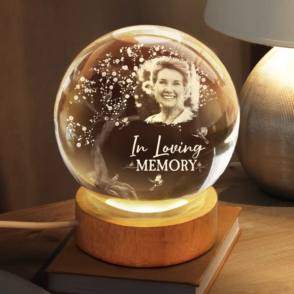 Custom Photo When You Miss Me - Personalized Crystal Globe Lamp - Image 2