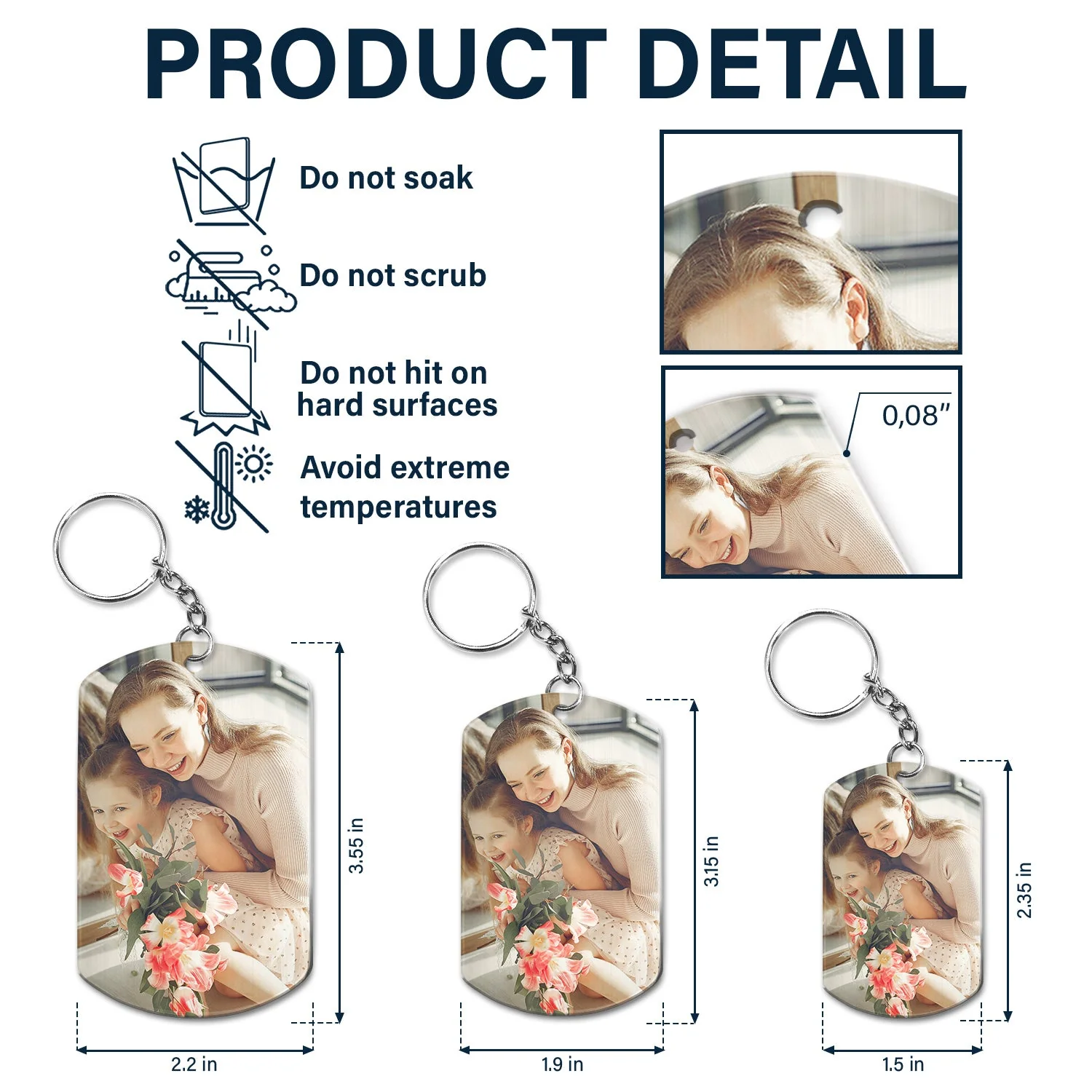 Custom Photo World's Best Mom - Gift For Mom, Mother, Grandma - Personalized Aluminum Keychain - Image 5
