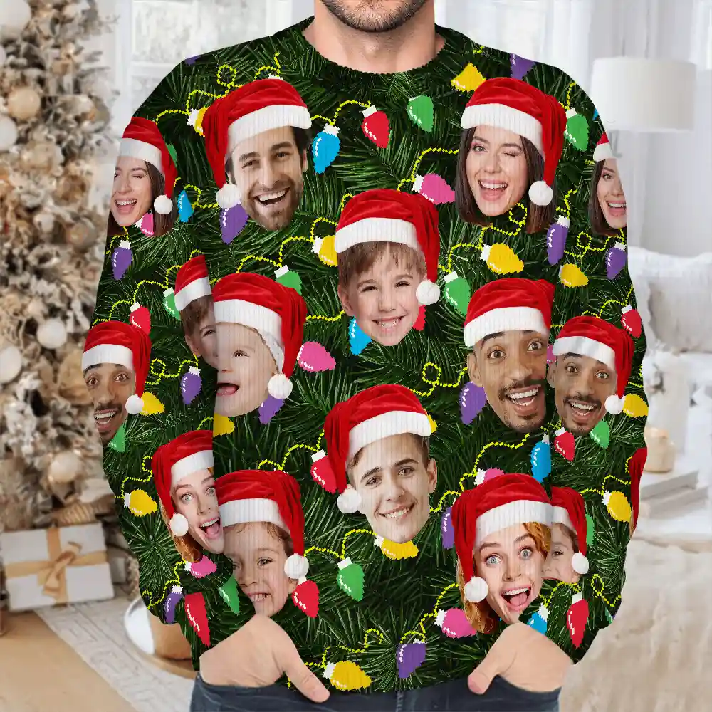 Custom Photo Xmas Led Light - Personalized Unisex Ugly Sweater - Image 5
