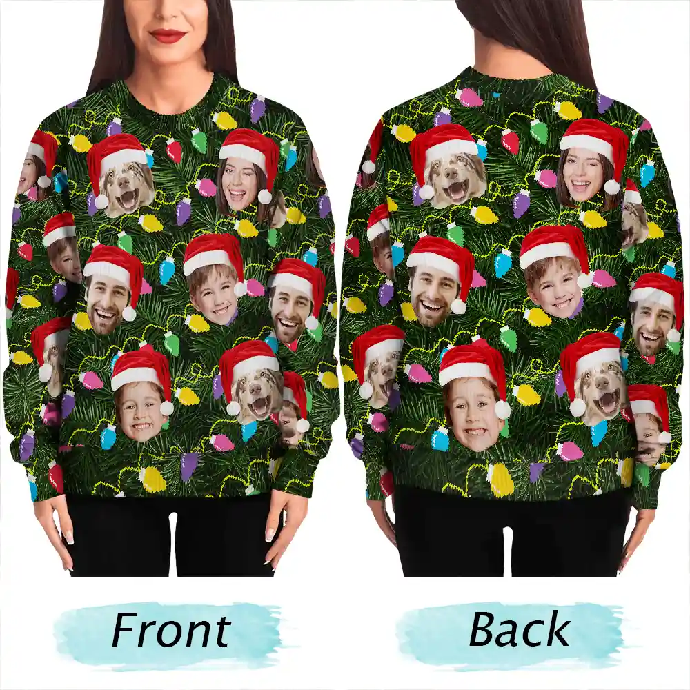 Custom Photo Xmas Led Light - Personalized Unisex Ugly Sweater - Image 6