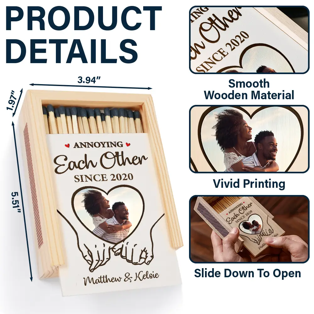 Custom Photo You And Me We Got This Couple Hands - Personalized Wooden Matchbox - Image 4