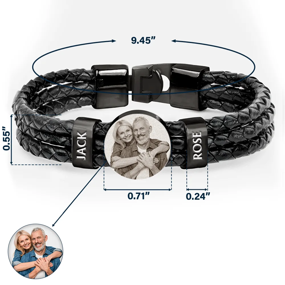 Custom Photo You And Me We Got This Couple - Personalized Leather Braided Bracelet - Image 5