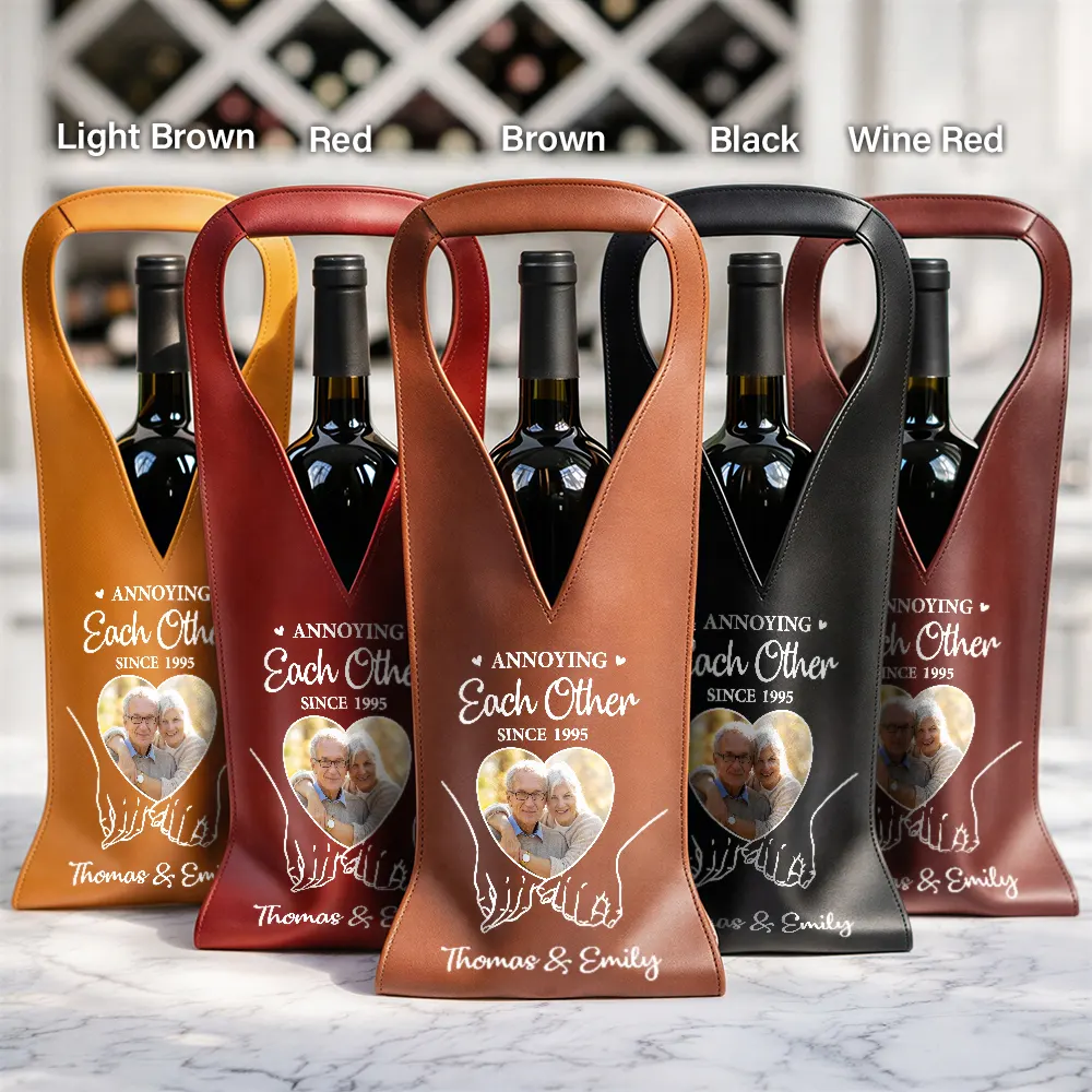 Custom Photo You And Me We Got This - Personalized Leather Wine Bag - Image 2