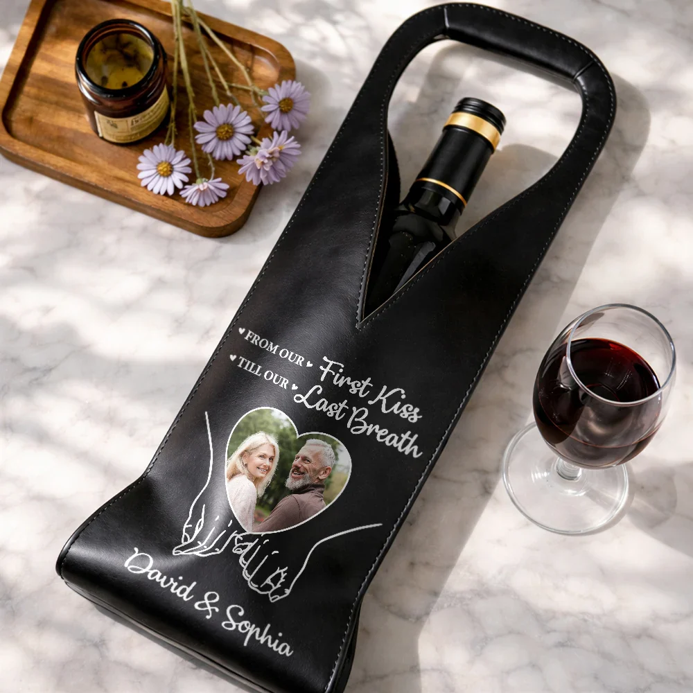 Custom Photo You And Me We Got This - Personalized Leather Wine Bag - Image 4