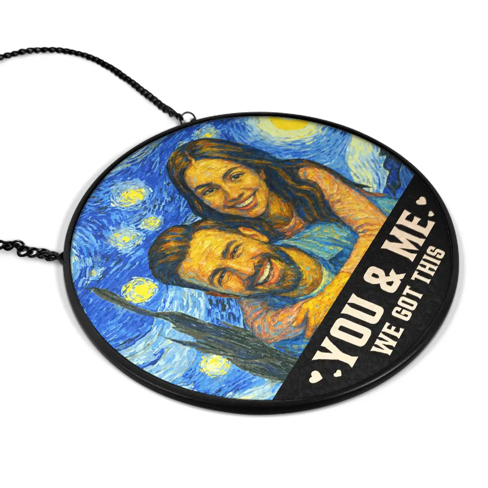 Custom Photo You And Me We Got This Under Starry Night - Personalized Stained Glass Window Hanging Suncatcher - Image 3