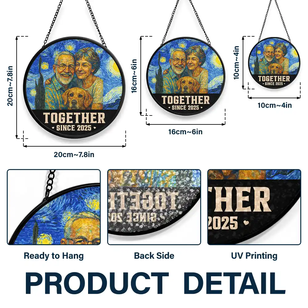 Custom Photo You And Me We Got This Under Starry Night - Personalized Stained Glass Window Hanging Suncatcher - Image 4