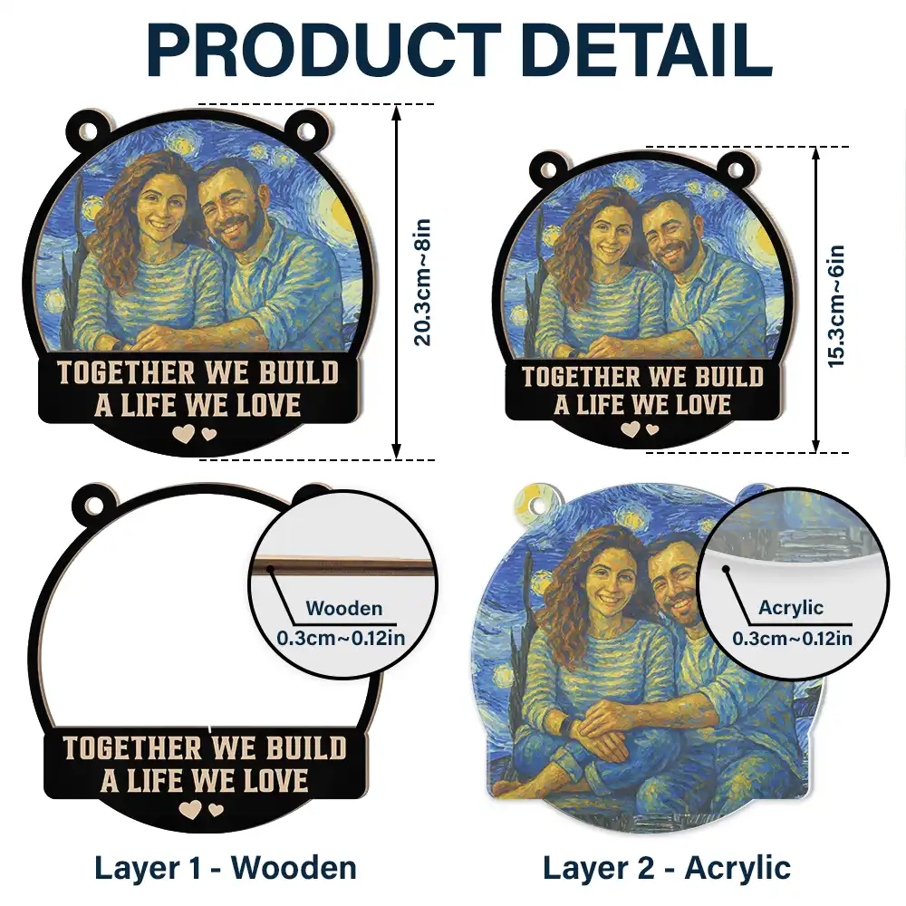 Custom Photo You And Me We Got This Under Starry Night - Personalized Window Hanging Suncatcher Ornament - Image 6