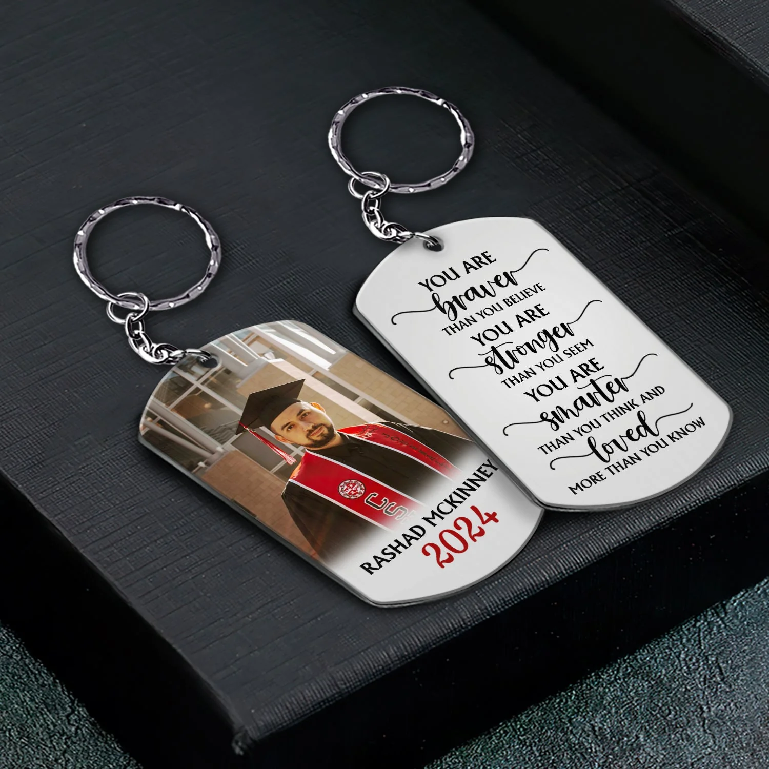 Custom Photo You Are Braver Than You Believe - Graduation Gift, Gift For Friends - Personalized Aluminum Keychain - Image 2
