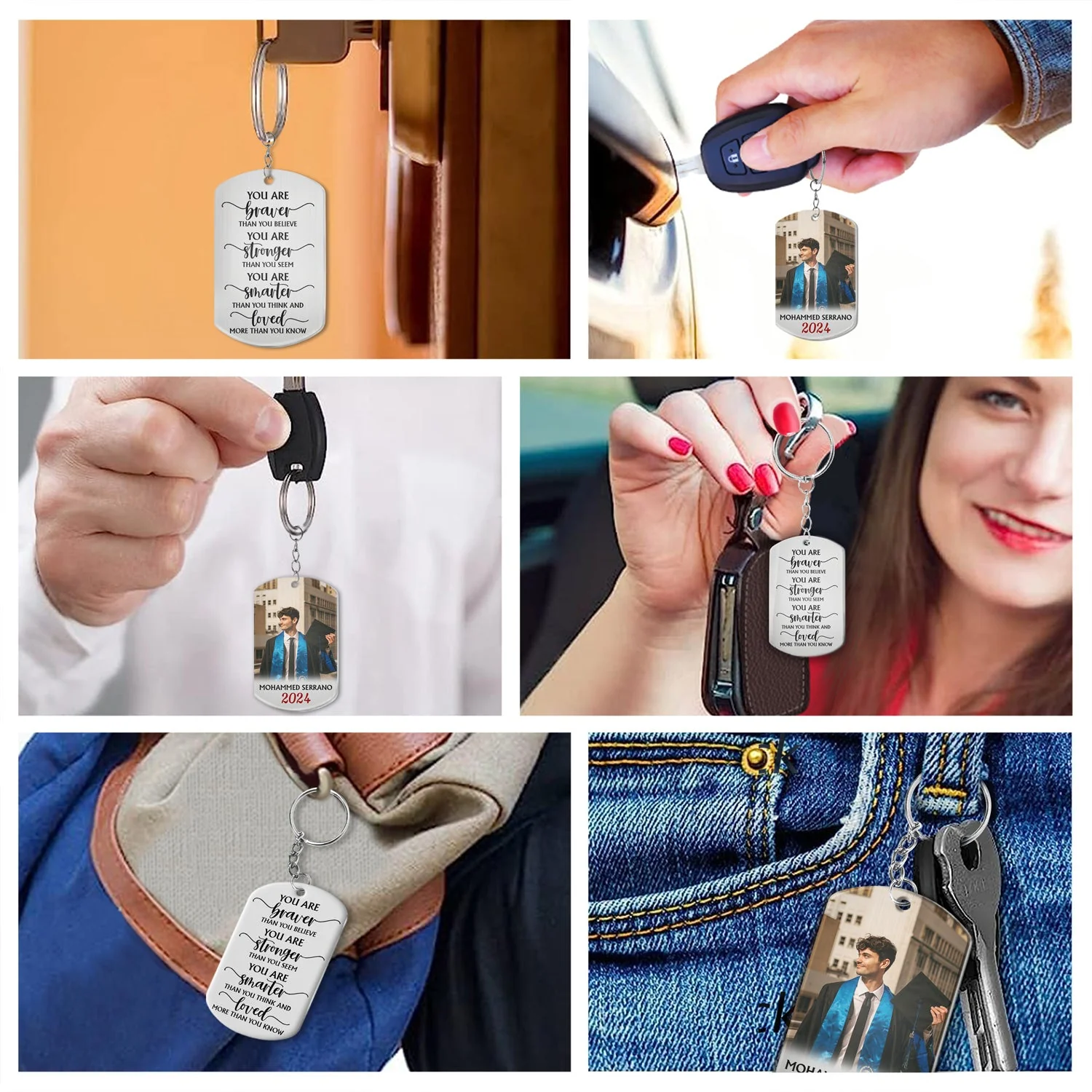 Custom Photo You Are Braver Than You Believe - Graduation Gift, Gift For Friends - Personalized Aluminum Keychain - Image 6