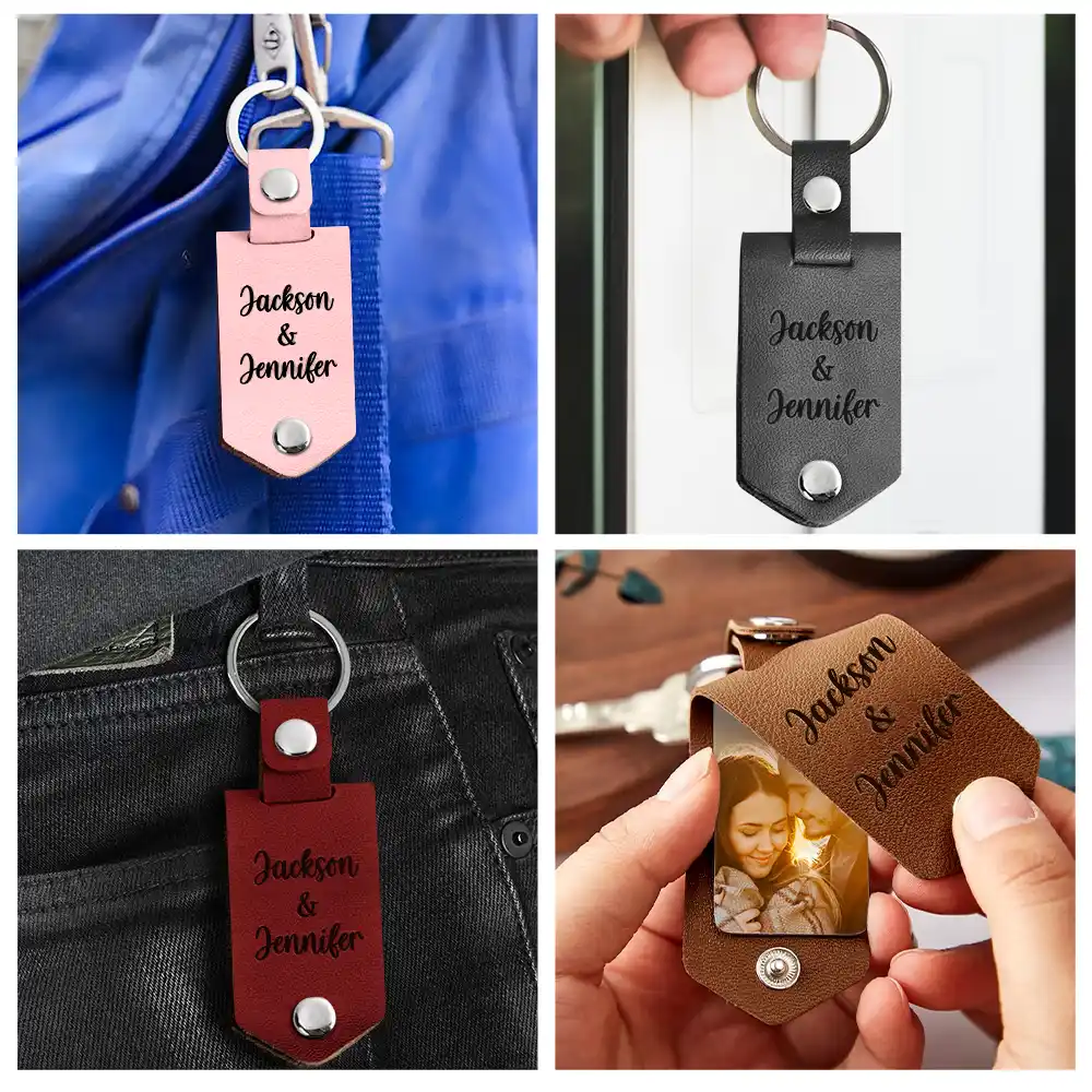 Custom Photo You Are My Favorite - Gift For Couples - Personalized Leather Photo Keychain - Image 5