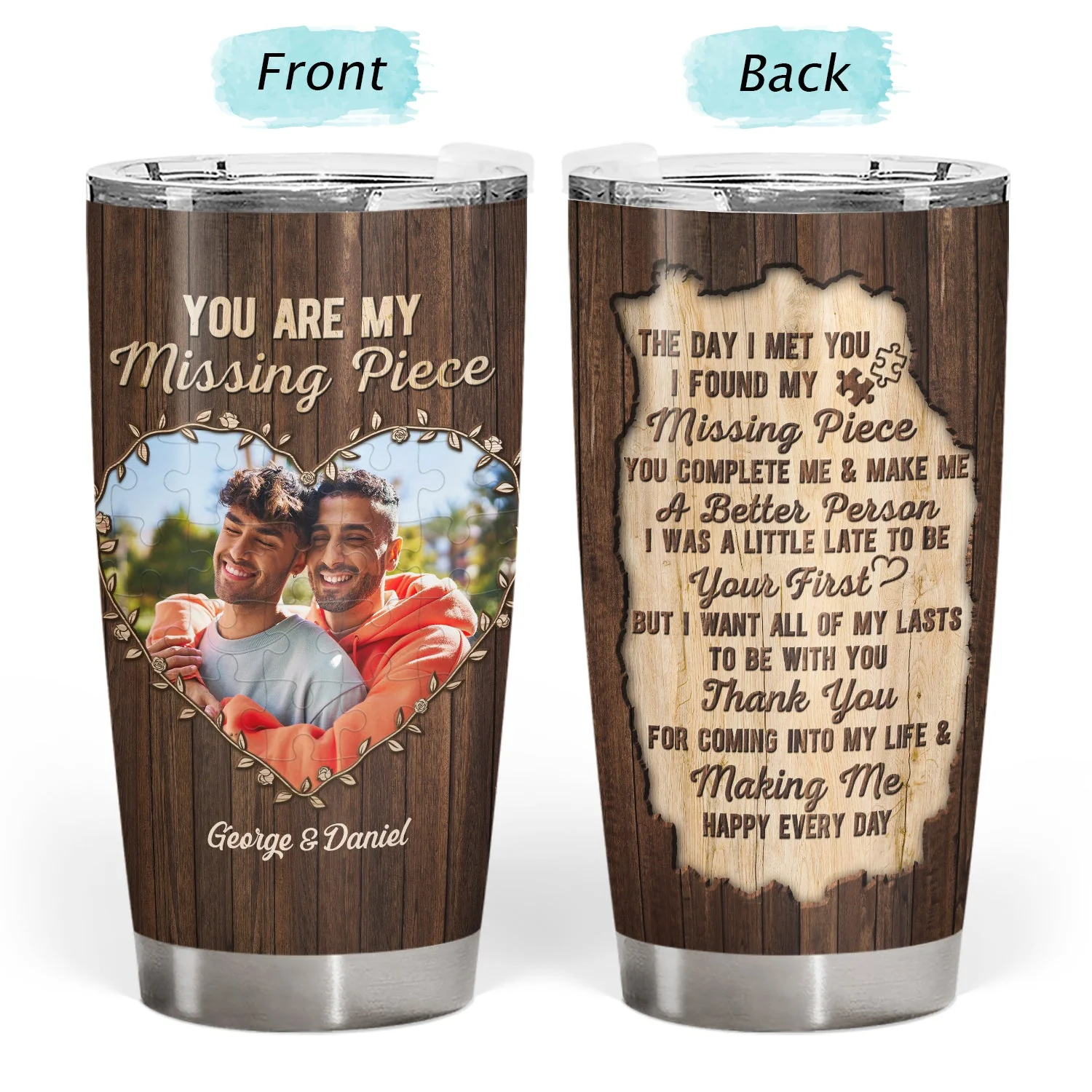 Custom Photo You Are My Missing Piece - Anniversary Gift For Couples - Personalized Tumbler - Image 3