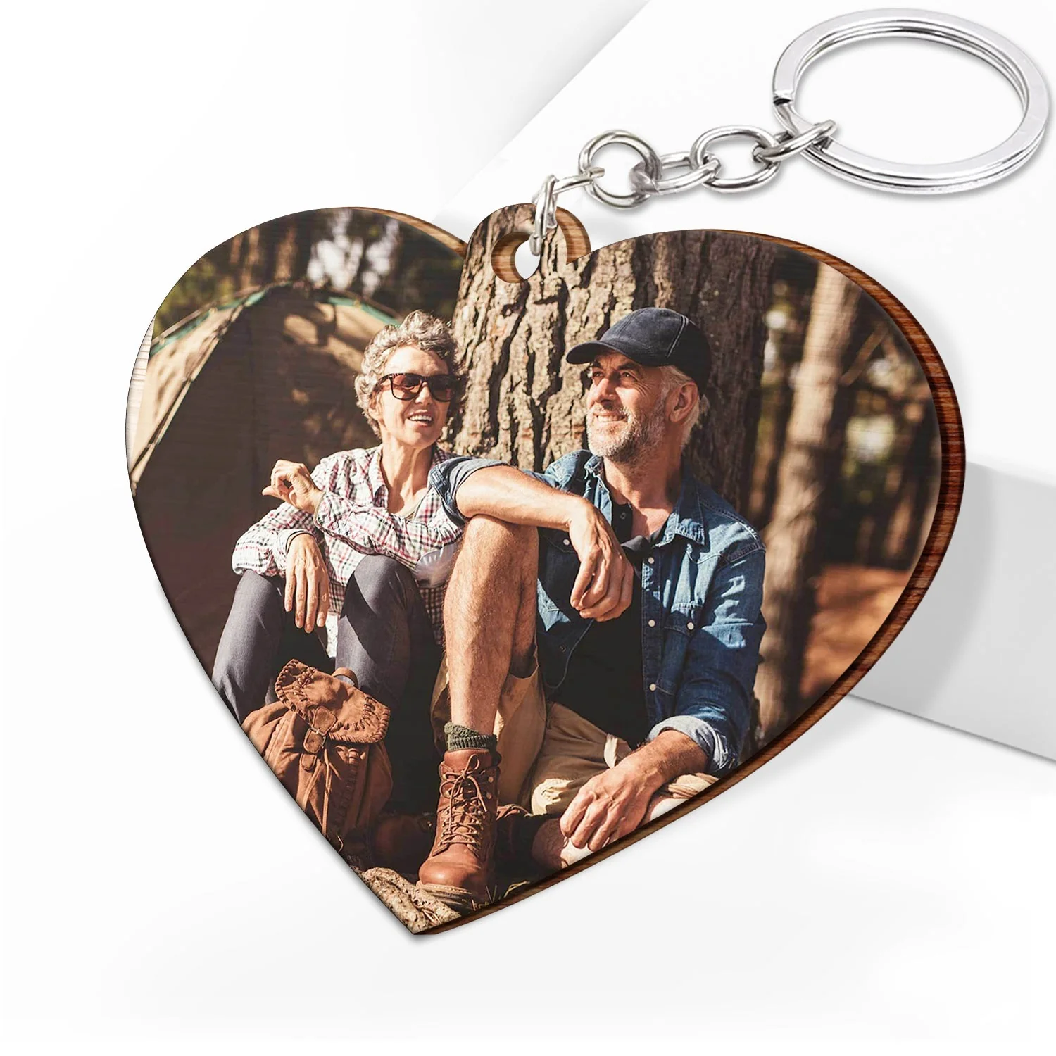 Custom Photo You Are My Missing Piece To My Heart - Anniversary Gift For Couples - Personalized Wooden Keychain - Image 2