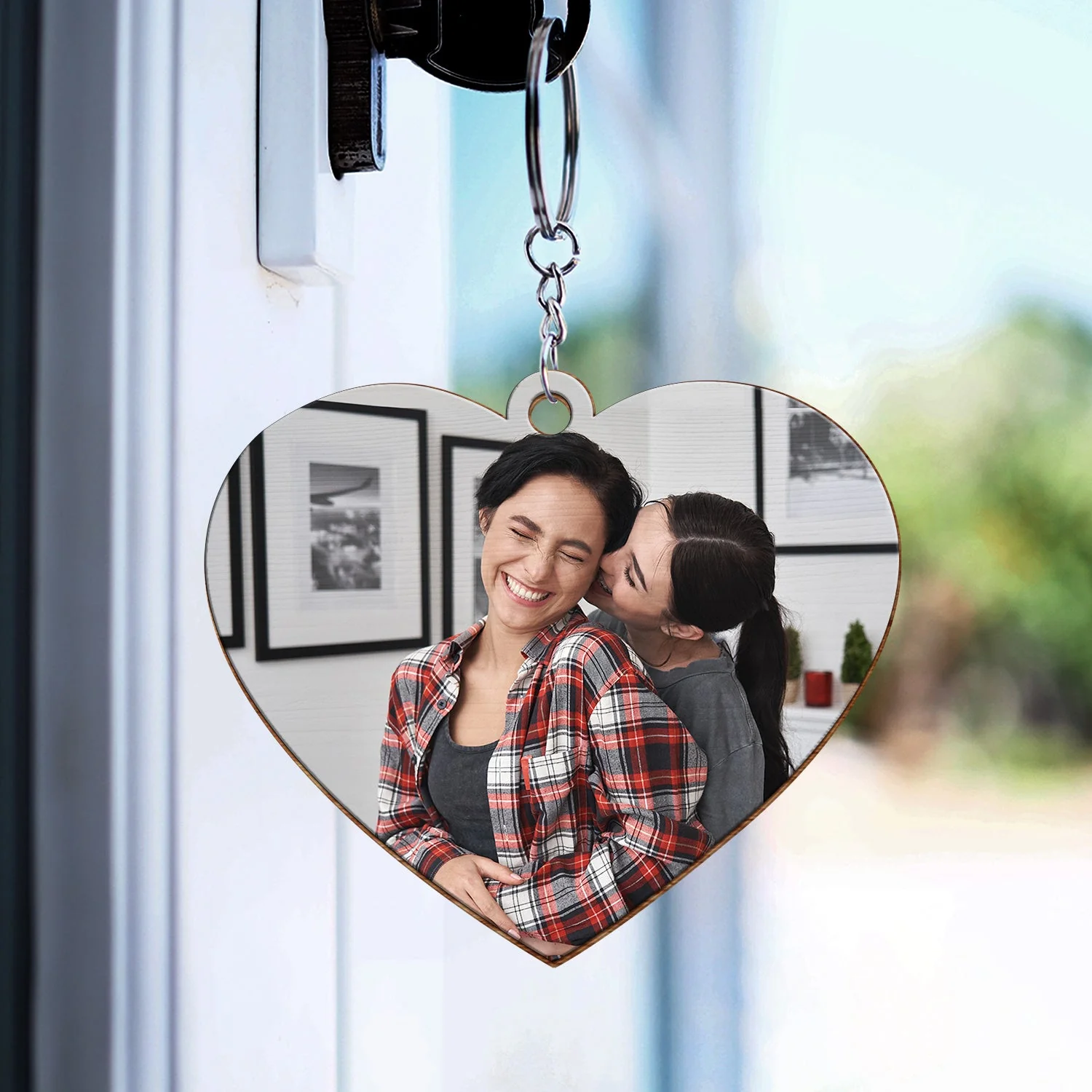 Custom Photo You Are My Missing Piece To My Heart - Anniversary Gift For Couples - Personalized Wooden Keychain - Image 3