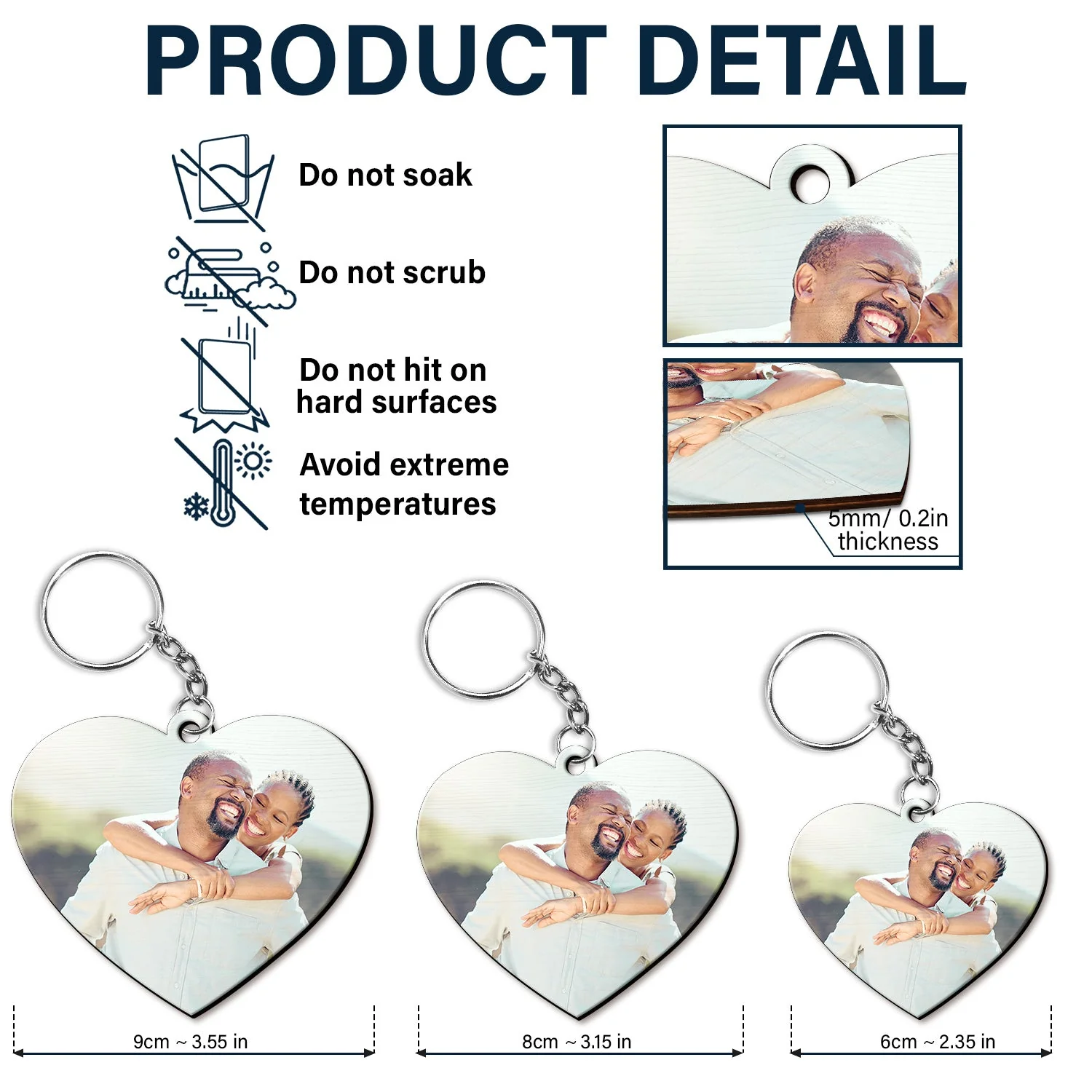 Custom Photo You Are My Missing Piece To My Heart - Anniversary Gift For Couples - Personalized Wooden Keychain - Image 5