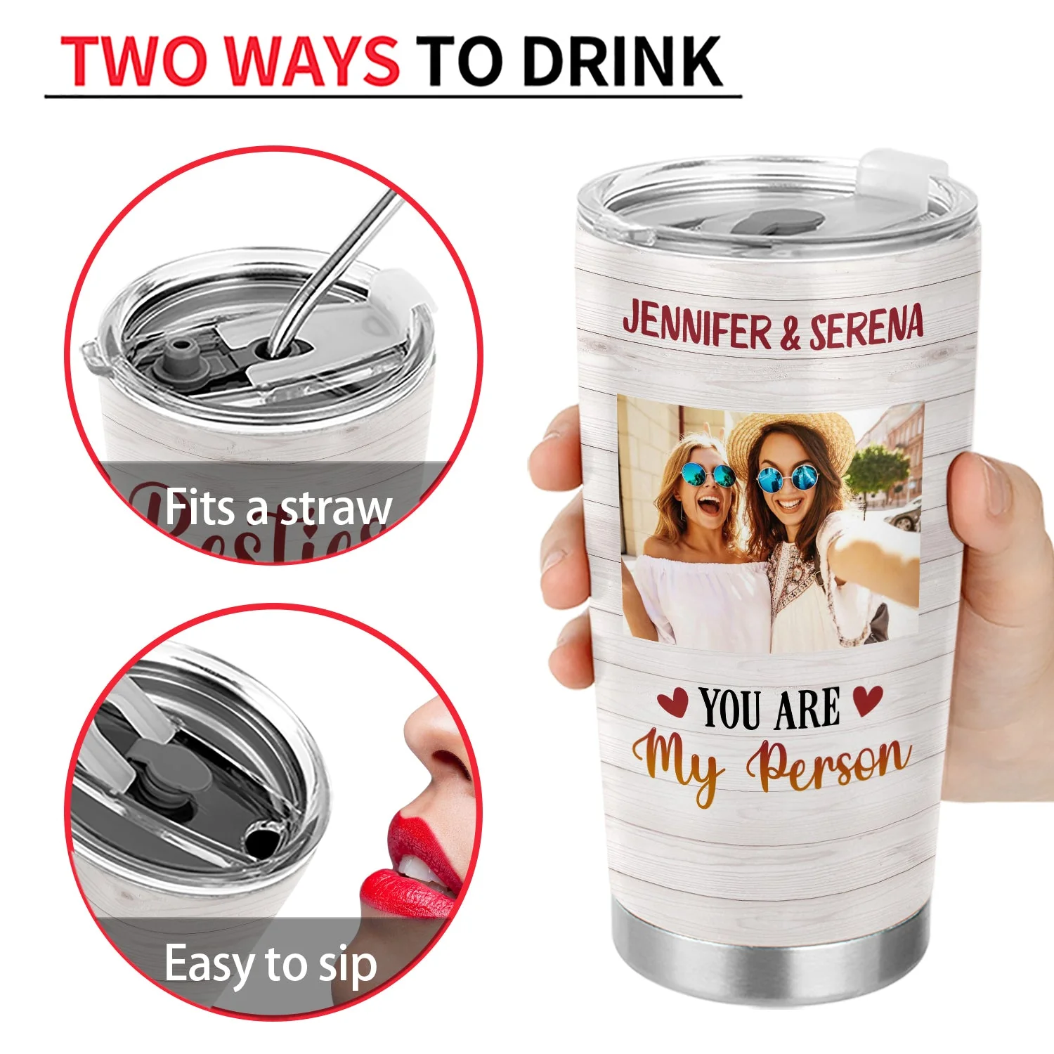 Custom Photo You Are My Person Here's To Another Year Of Bonding Over Alcohol Best Friends - Bestie BFF Gift - Personalized Custom Tumbler - Image 4