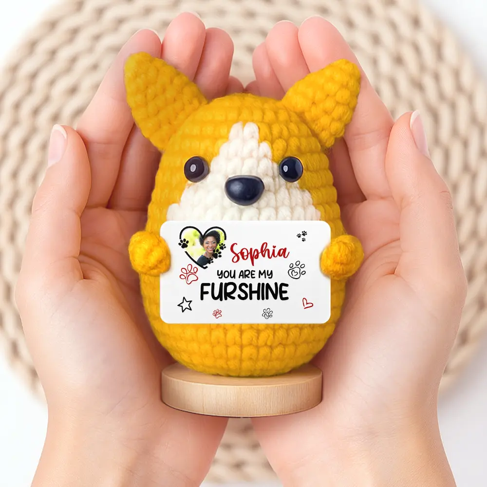 Custom Photo You Are Pawesome - Personalized Doll Crochet With Custom Card - Image 2