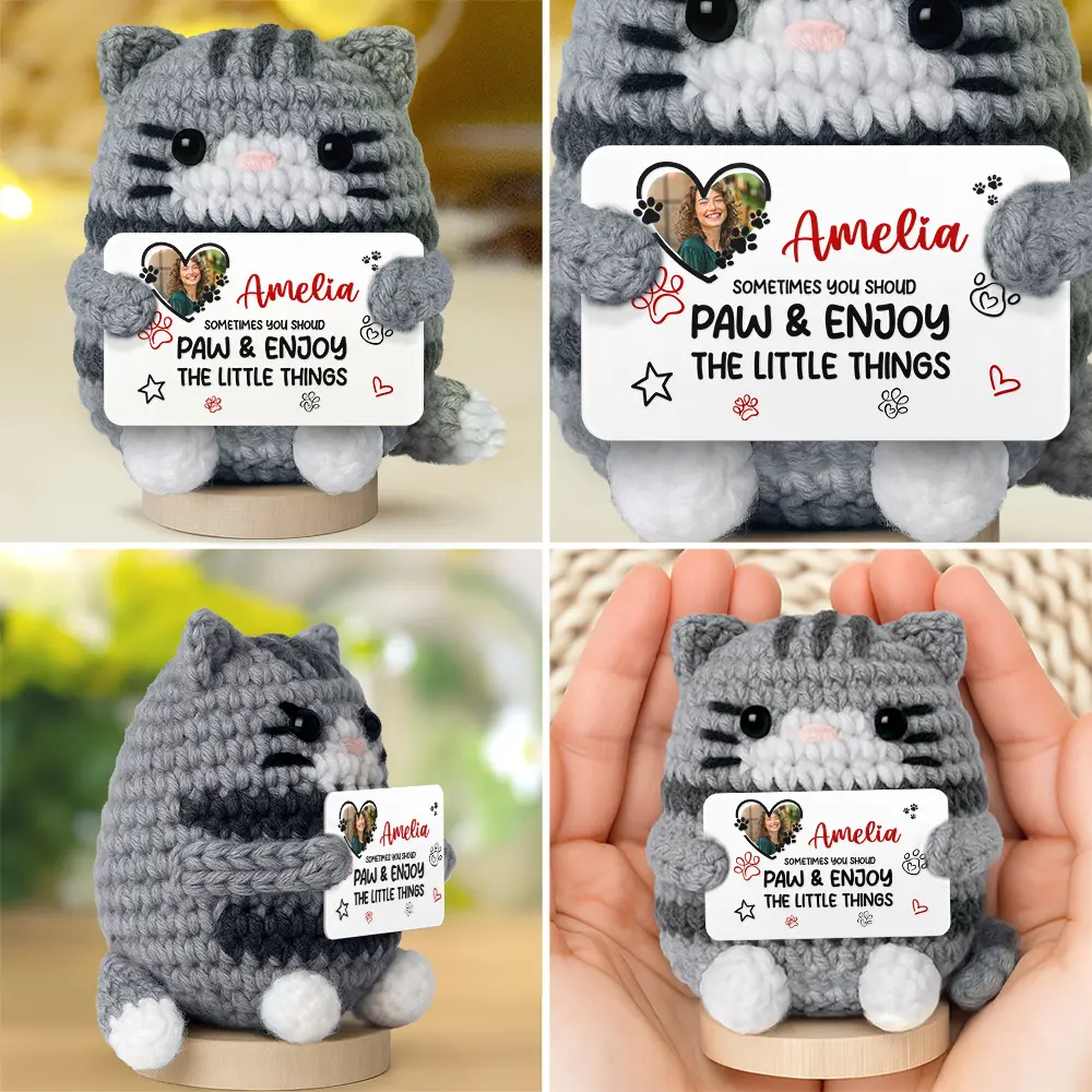Custom Photo You Are Pawesome - Personalized Doll Crochet With Custom Card - Image 3