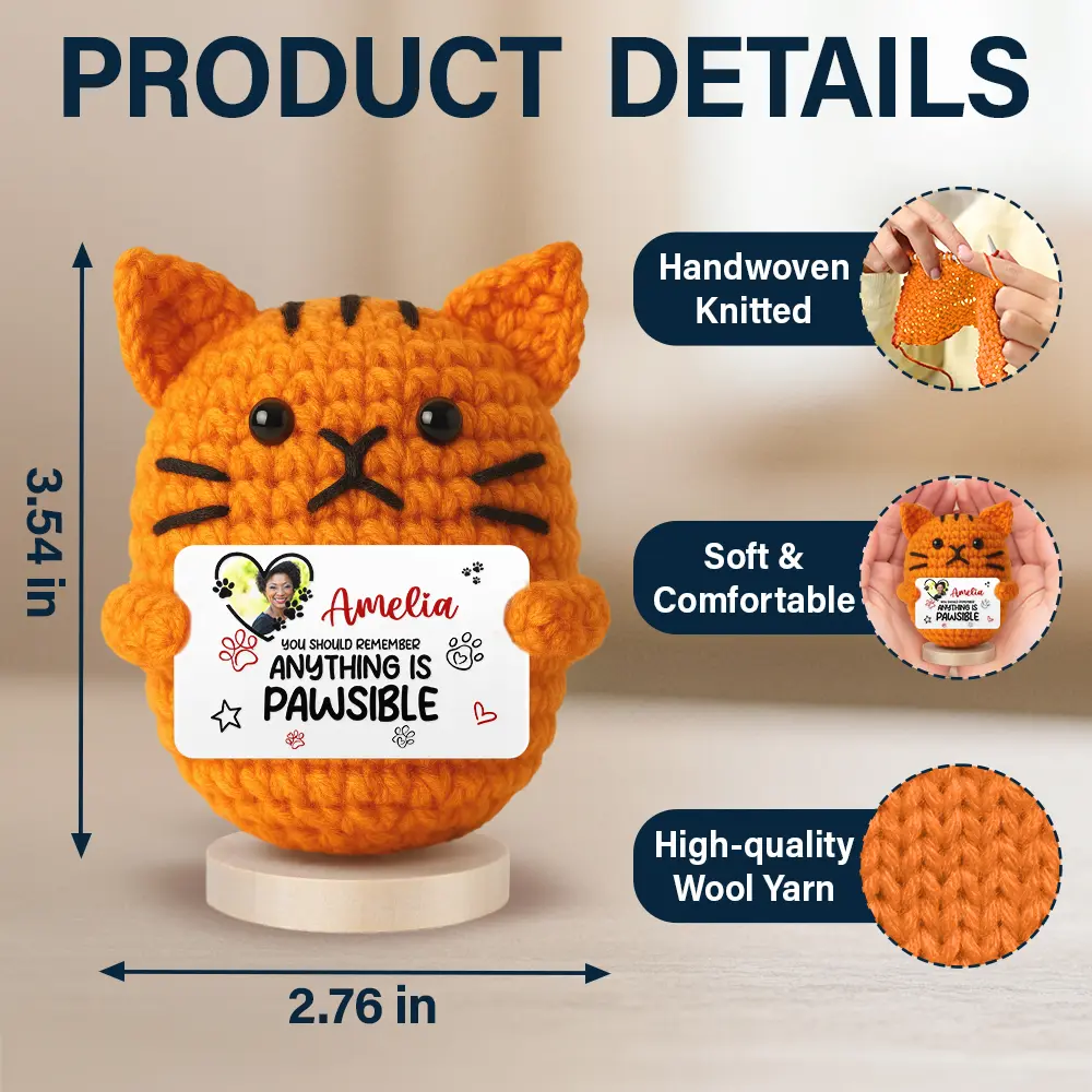 Custom Photo You Are Pawesome - Personalized Doll Crochet With Custom Card - Image 4