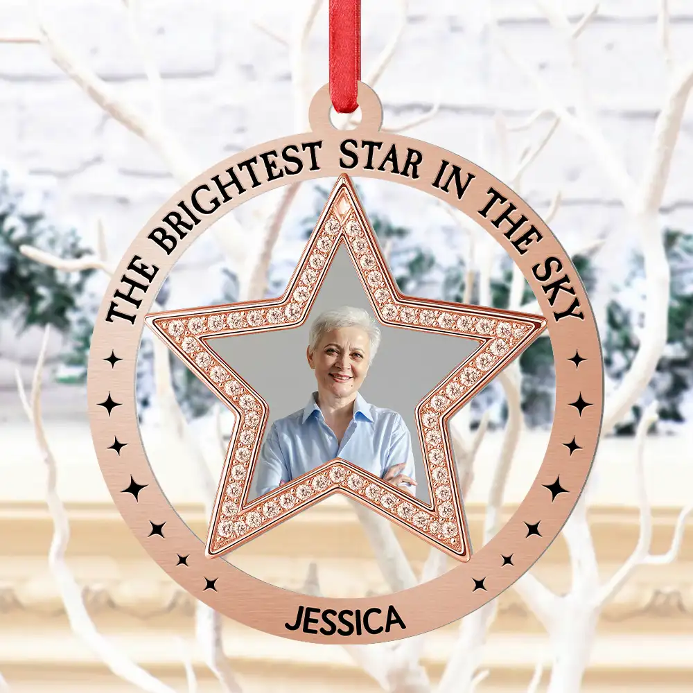 Custom Photo You Are The Brightest Star In The Sky - Personalized Metal Ornament - Image 4