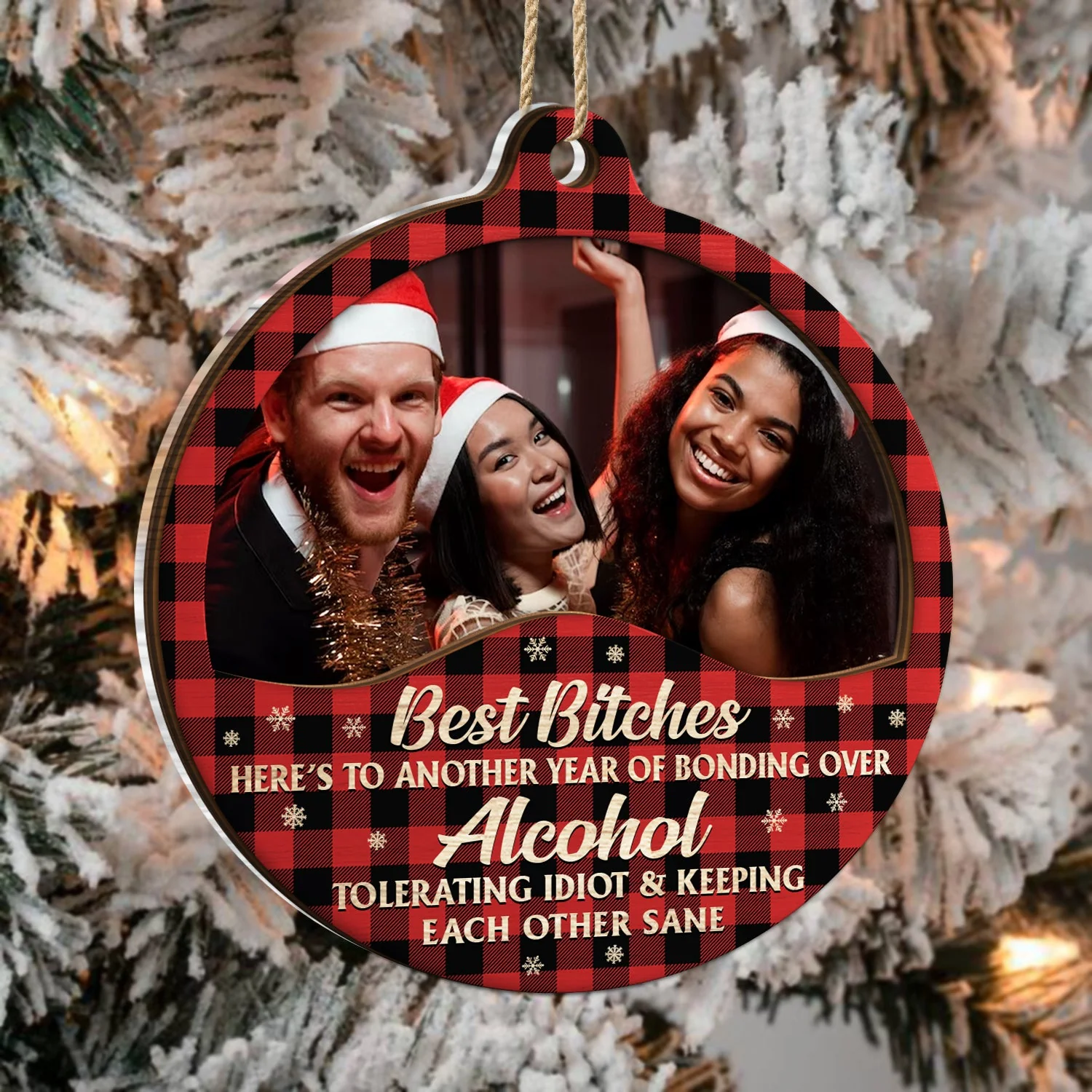 Custom Photo You Are The Reason I Don't Punch People At Work - Christmas Gifts For Colleagues, Coworker, Besties - Personalized 2-Layered Mix Ornament - Image 3