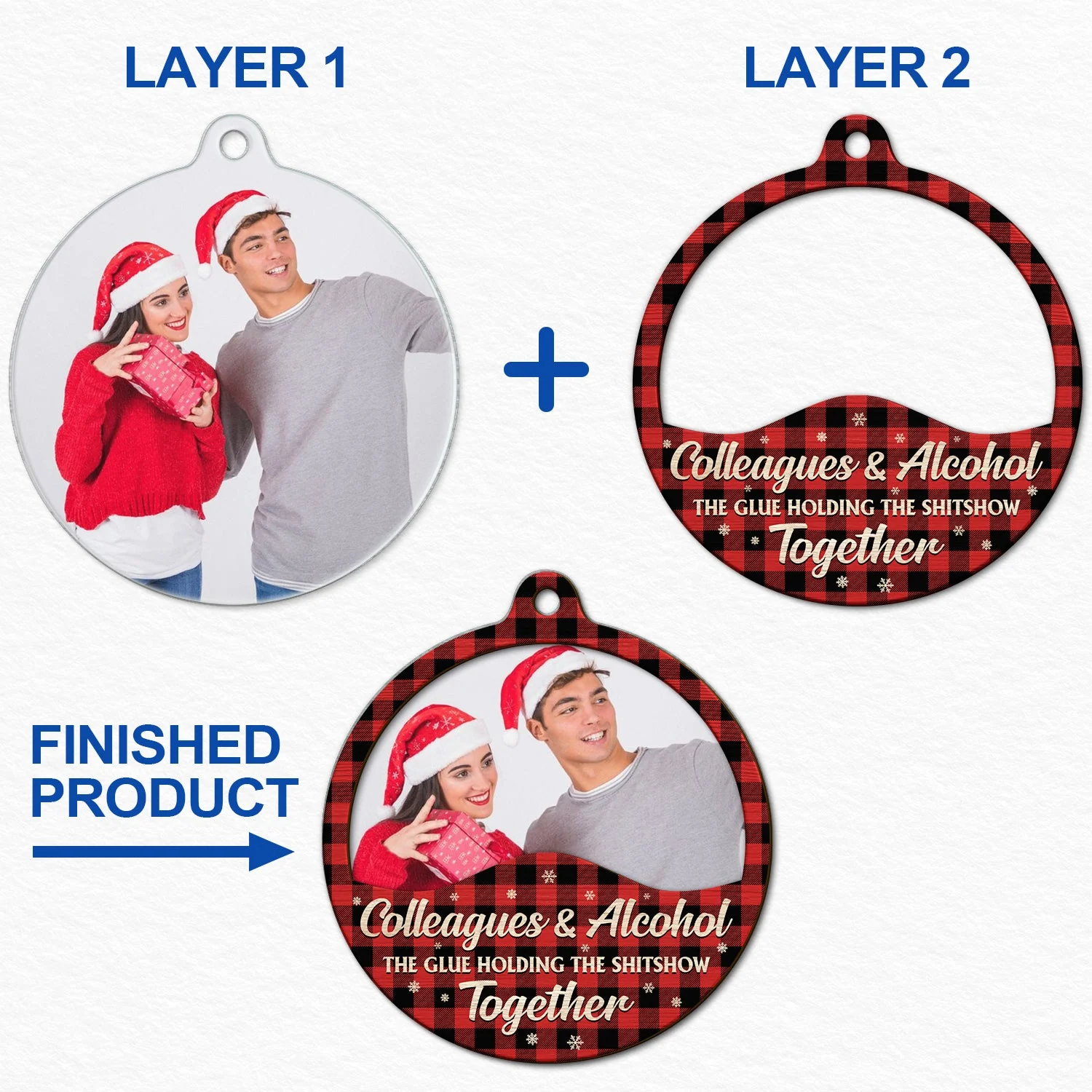 Custom Photo You Are The Reason I Don't Punch People At Work - Christmas Gifts For Colleagues, Coworker, Besties - Personalized 2-Layered Mix Ornament - Image 6