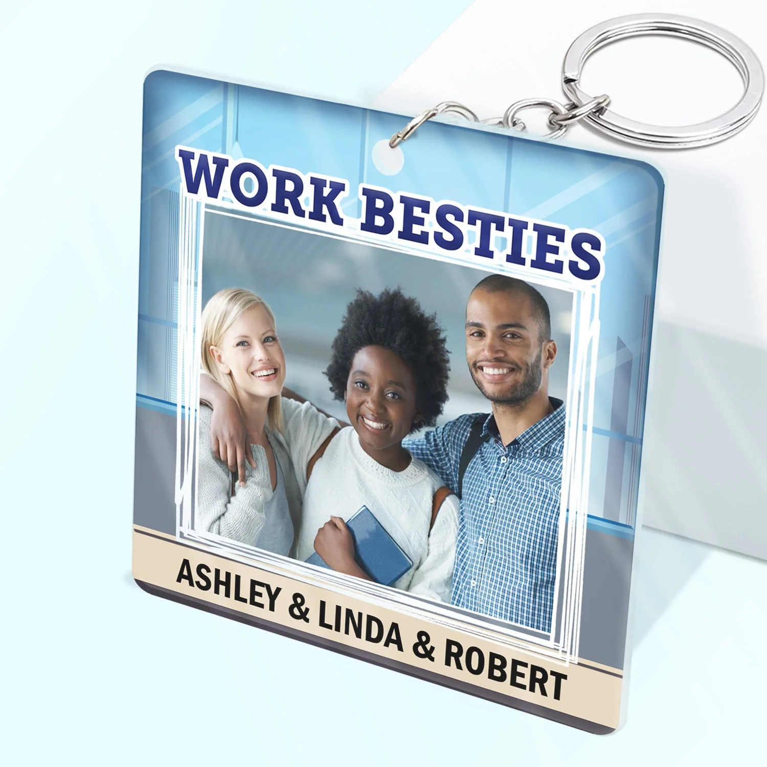 Custom Photo You Are The Reason I Don't Punch People At Work - Funny, Anniversary, Birthday Gifts For Colleagues, Coworker, Besties - Personalized Custom Acrylic Keychain - Image 2