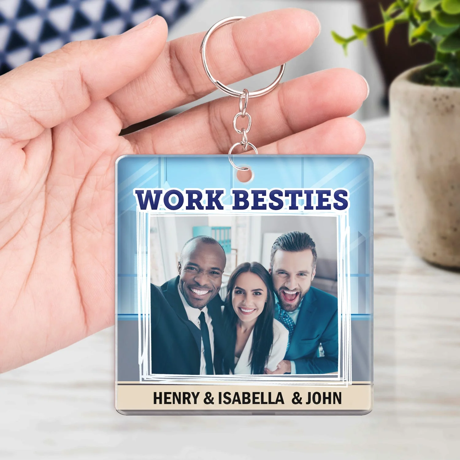 Custom Photo You Are The Reason I Don't Punch People At Work - Funny, Anniversary, Birthday Gifts For Colleagues, Coworker, Besties - Personalized Custom Acrylic Keychain - Image 4
