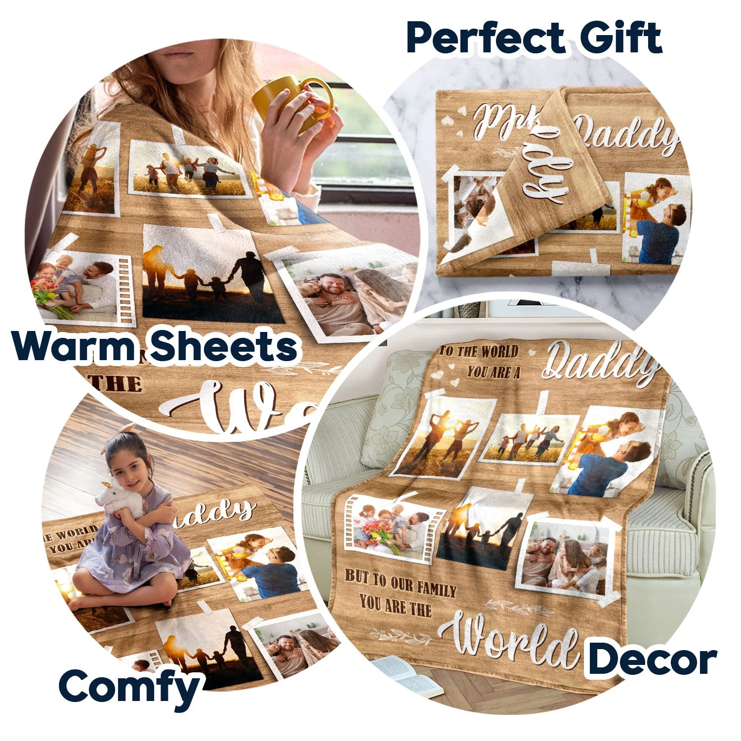 Custom Photo You Are The World - Gift For Mom & Dad - Personalized Fleece Blanket - Image 5
