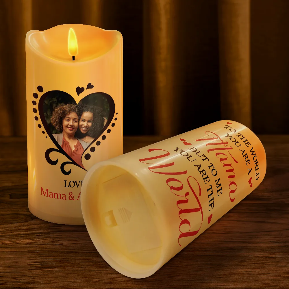 Custom Photo You Are The World To Me - Personalized Flameless LED Candle - Image 4