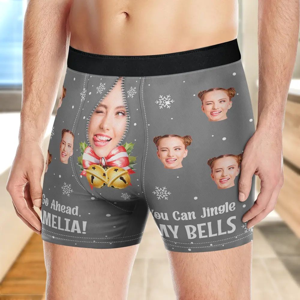 Custom Photo You Can Jingle My Bell - Personalized Men's Boxer Briefs - Image 4