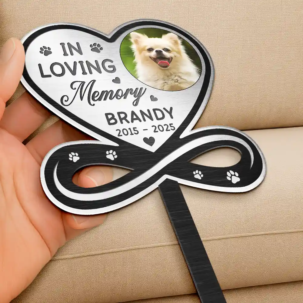 Custom Photo You Left A Paw Print On Our Hearts Forever Memorial - Personalized Metal Garden Stake - Image 3