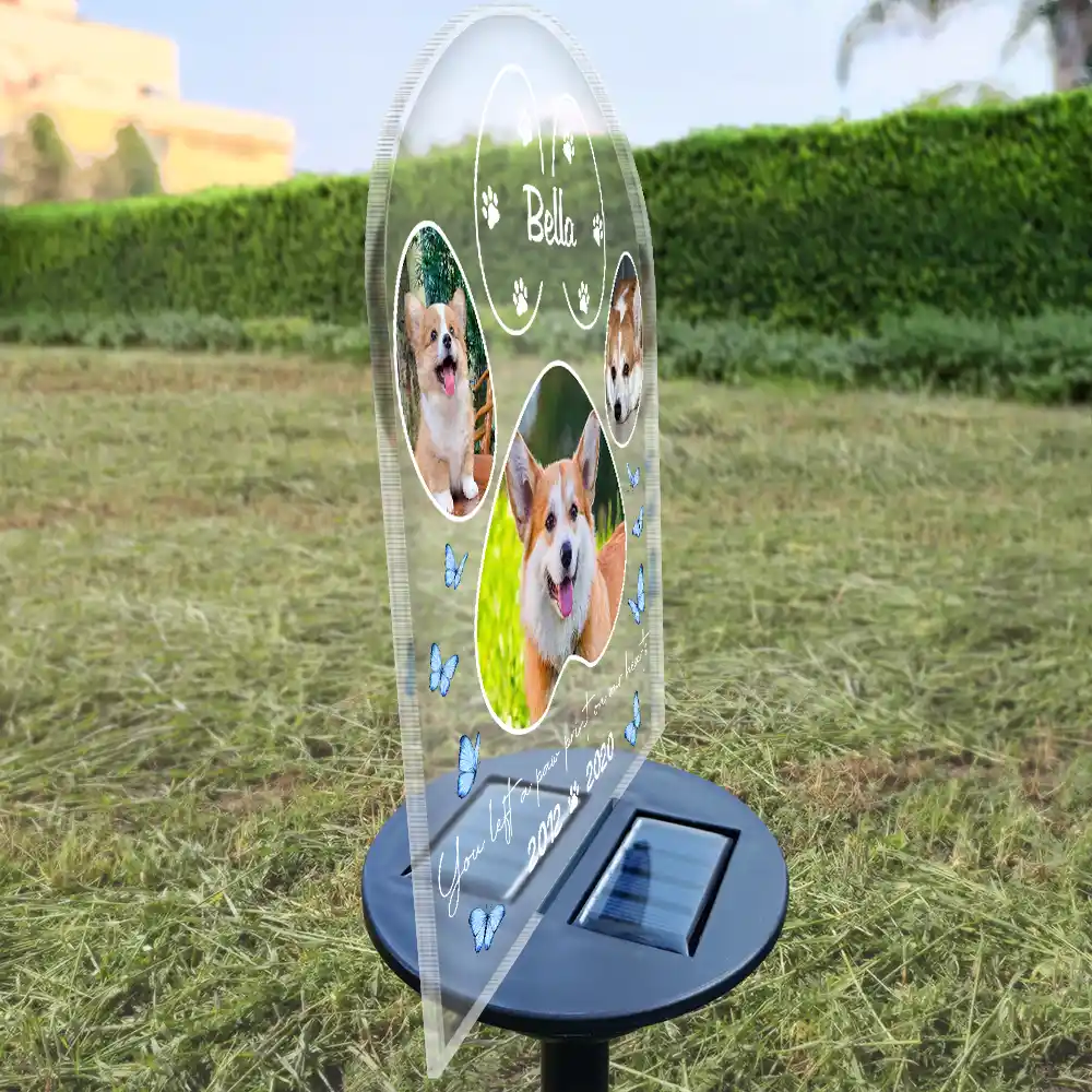 Custom Photo You Left A Paw Print On Our Hearts - Personalized Solar Light - Image 3