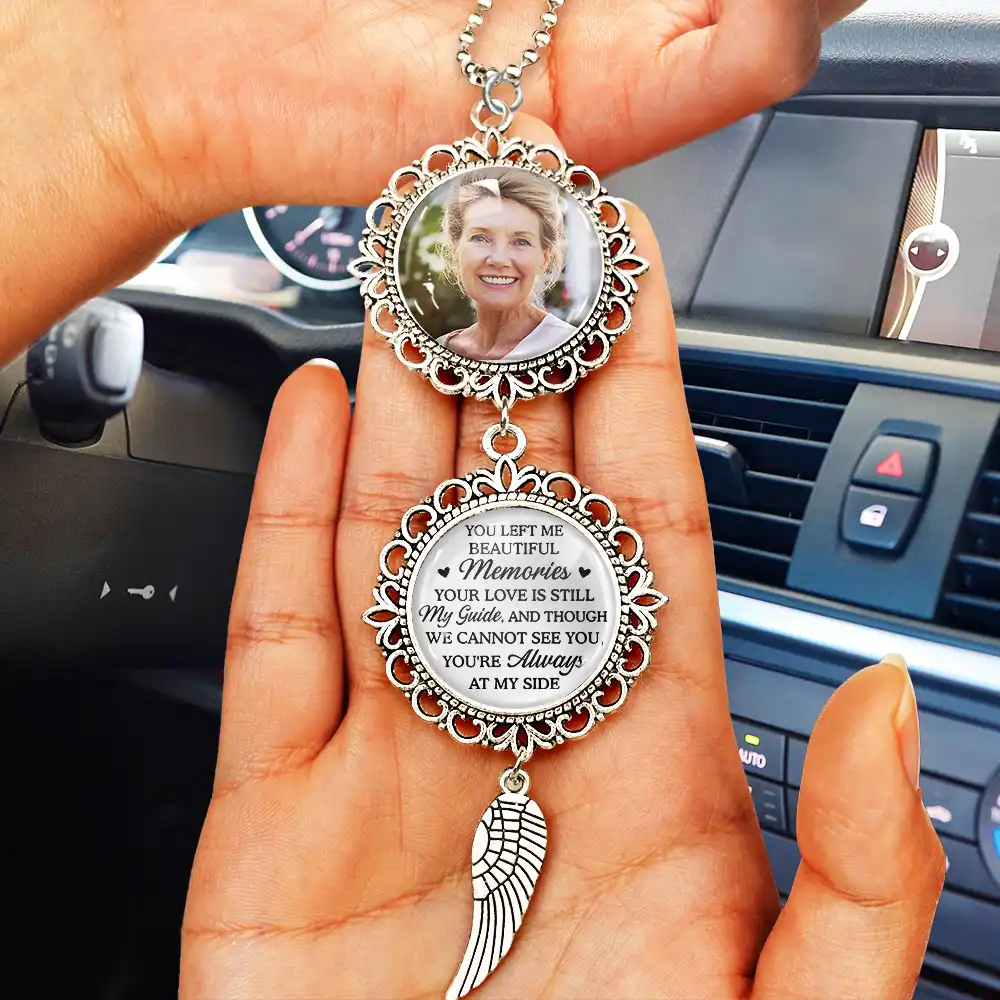 Custom Photo You Left Me Beautiful Memories Memorial - Personalized Photo Pendant Charm - Image 2