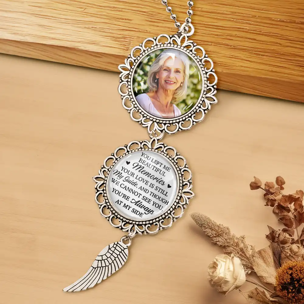 Custom Photo You Left Me Beautiful Memories Memorial - Personalized Photo Pendant Charm - Image 4