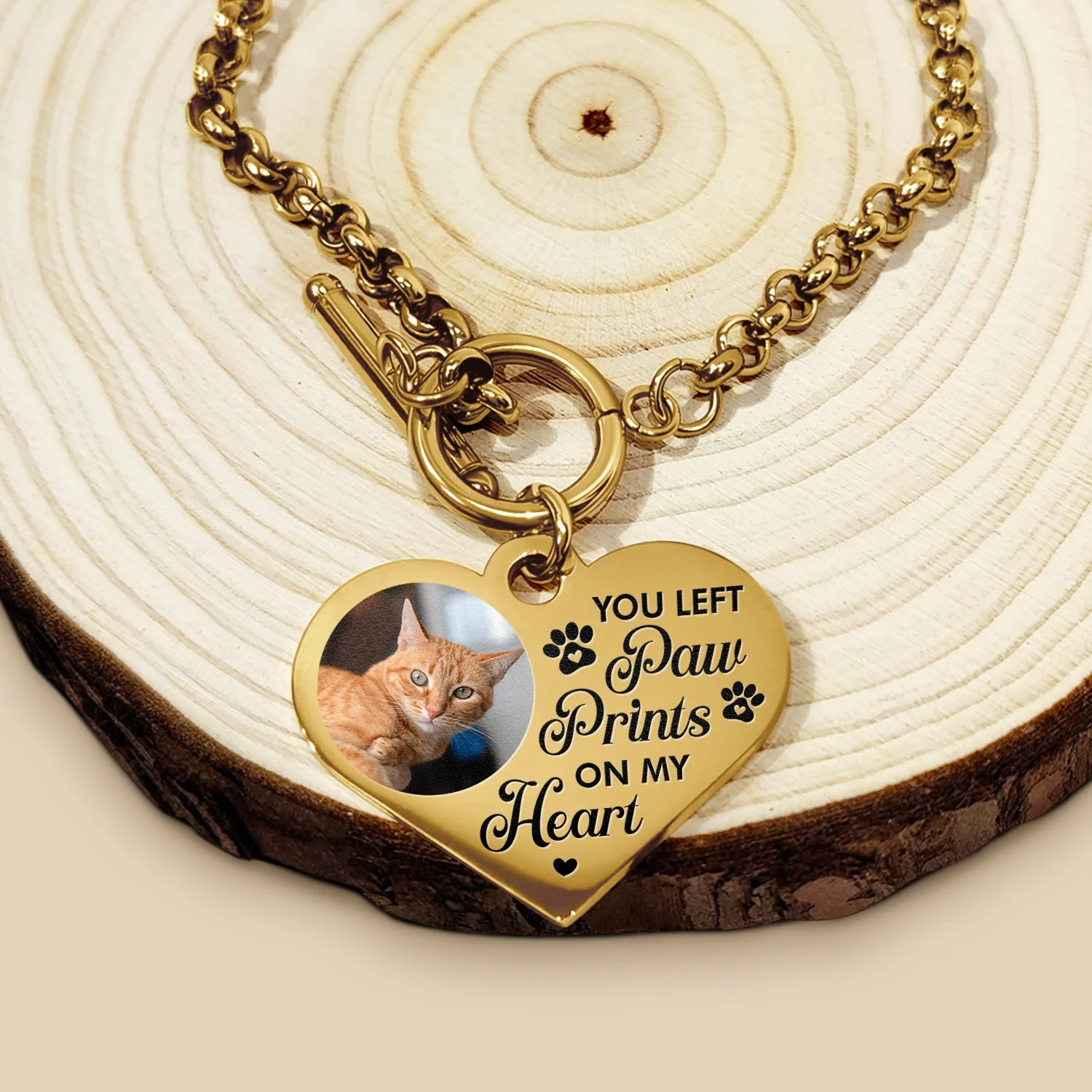 Custom Photo You Left Paw Prints - Memorial Gift For Dog Lovers, Cat Lovers - Personalized Heart Bracelet - Image 3