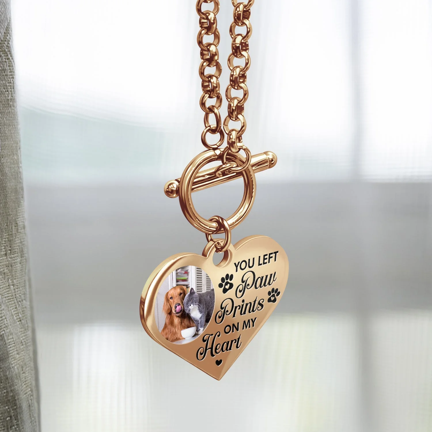 Custom Photo You Left Paw Prints - Memorial Gift For Dog Lovers, Cat Lovers - Personalized Heart Bracelet - Image 5