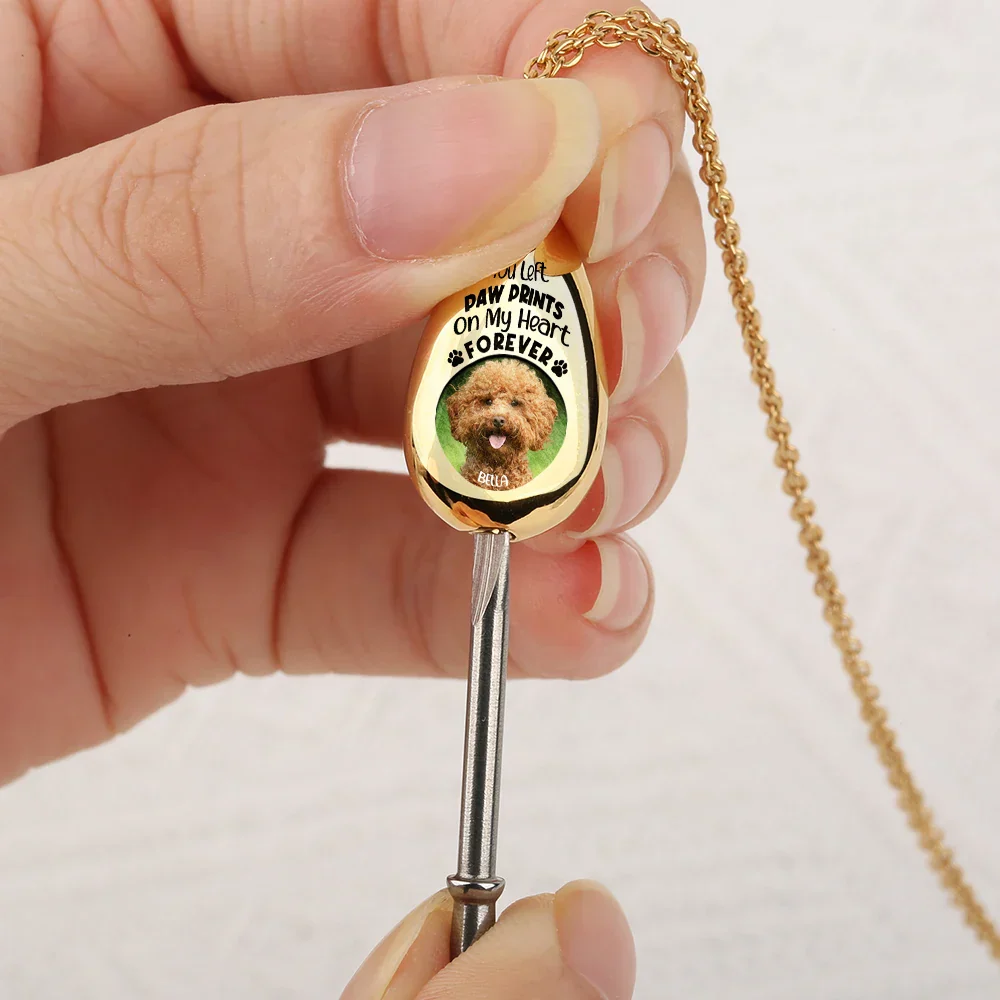Custom Photo You Left Paw Prints Memorial - Personalized Keepsake Necklace - Image 3
