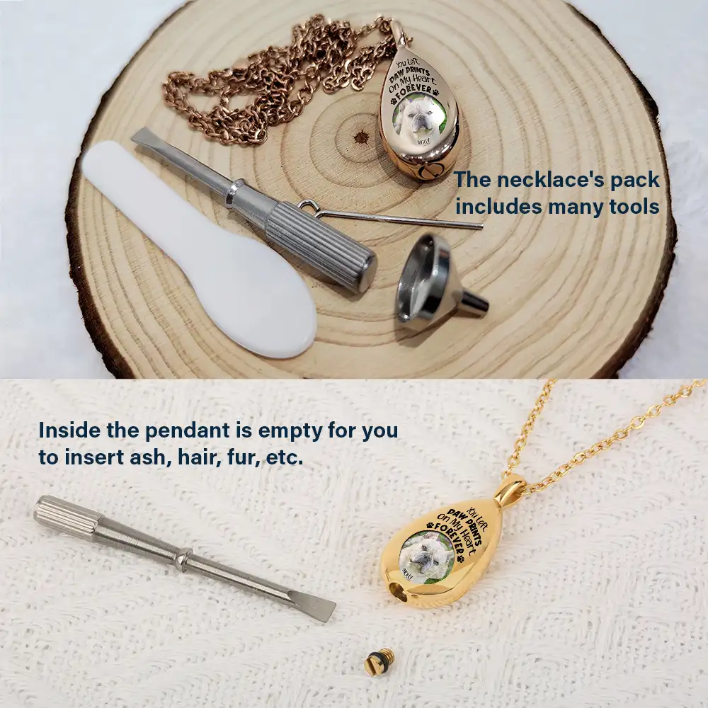 Custom Photo You Left Paw Prints Memorial - Personalized Keepsake Necklace - Image 4