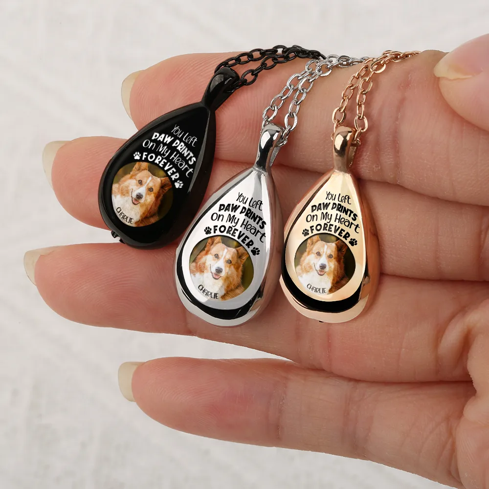 Custom Photo You Left Paw Prints Memorial - Personalized Keepsake Necklace - Image 5