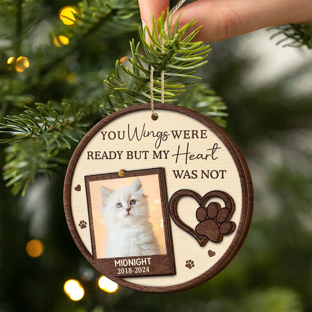 Custom Photo You Left Paw Prints On My Heart Forever - Personalized 2-Layered Wooden Ornament - Image 2
