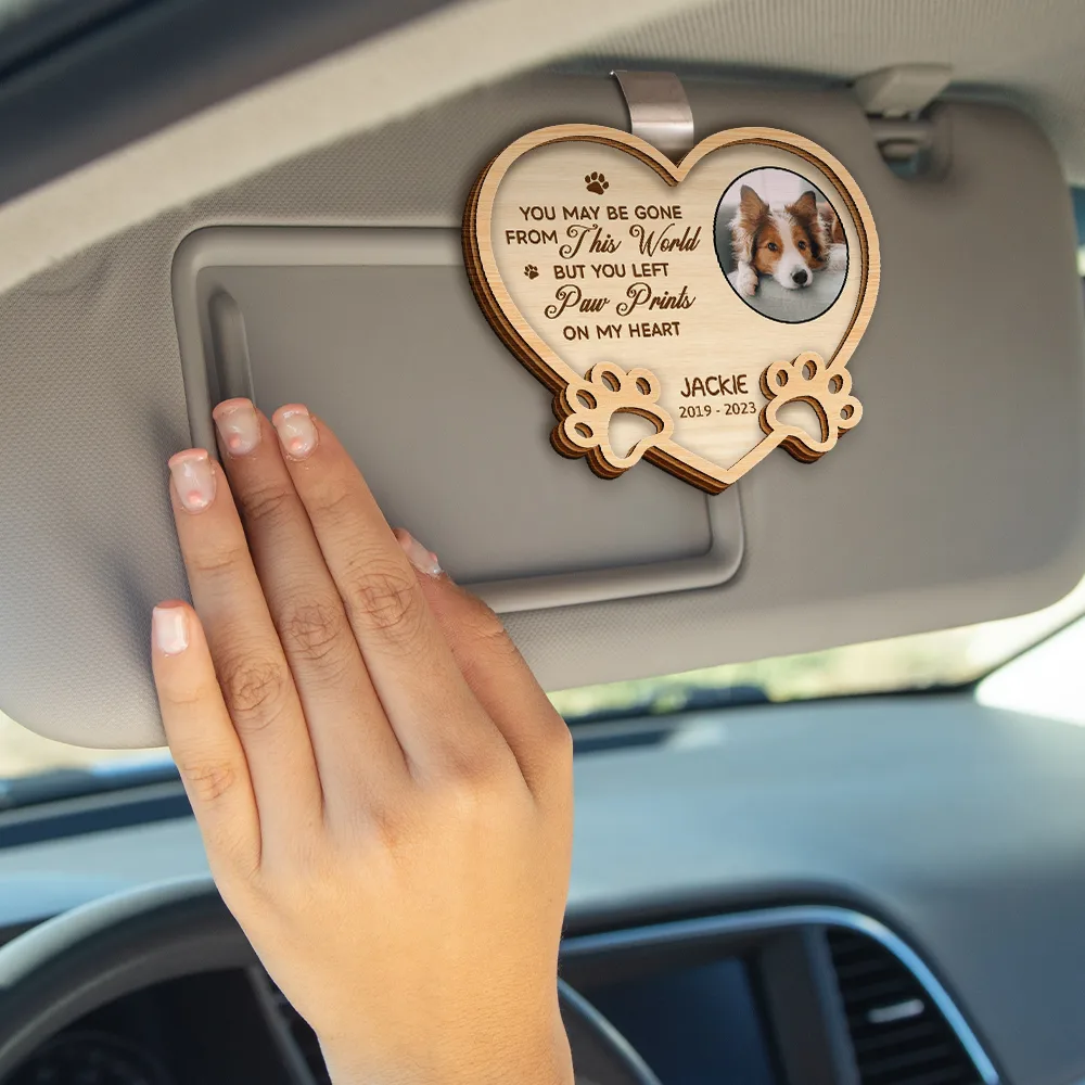 Custom Photo You Left Paw Prints On My Heart Forever - Personalized Custom Shaped Car Visor Clip - Image 4