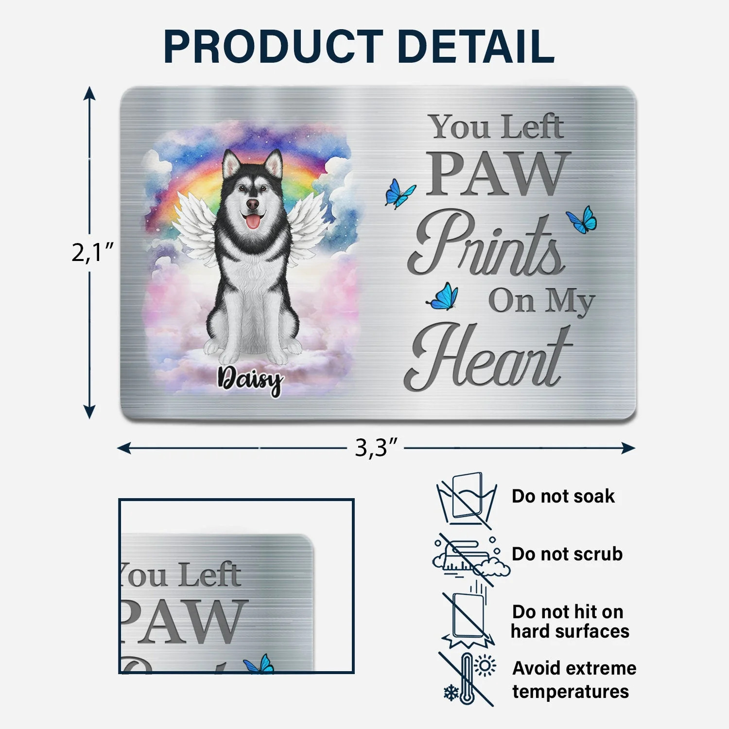Custom Photo You Left Paw Prints On My Heart - Memorial Gift For Pet Owners, Pet Lovers - Personalized Aluminum Wallet Card - Image 7