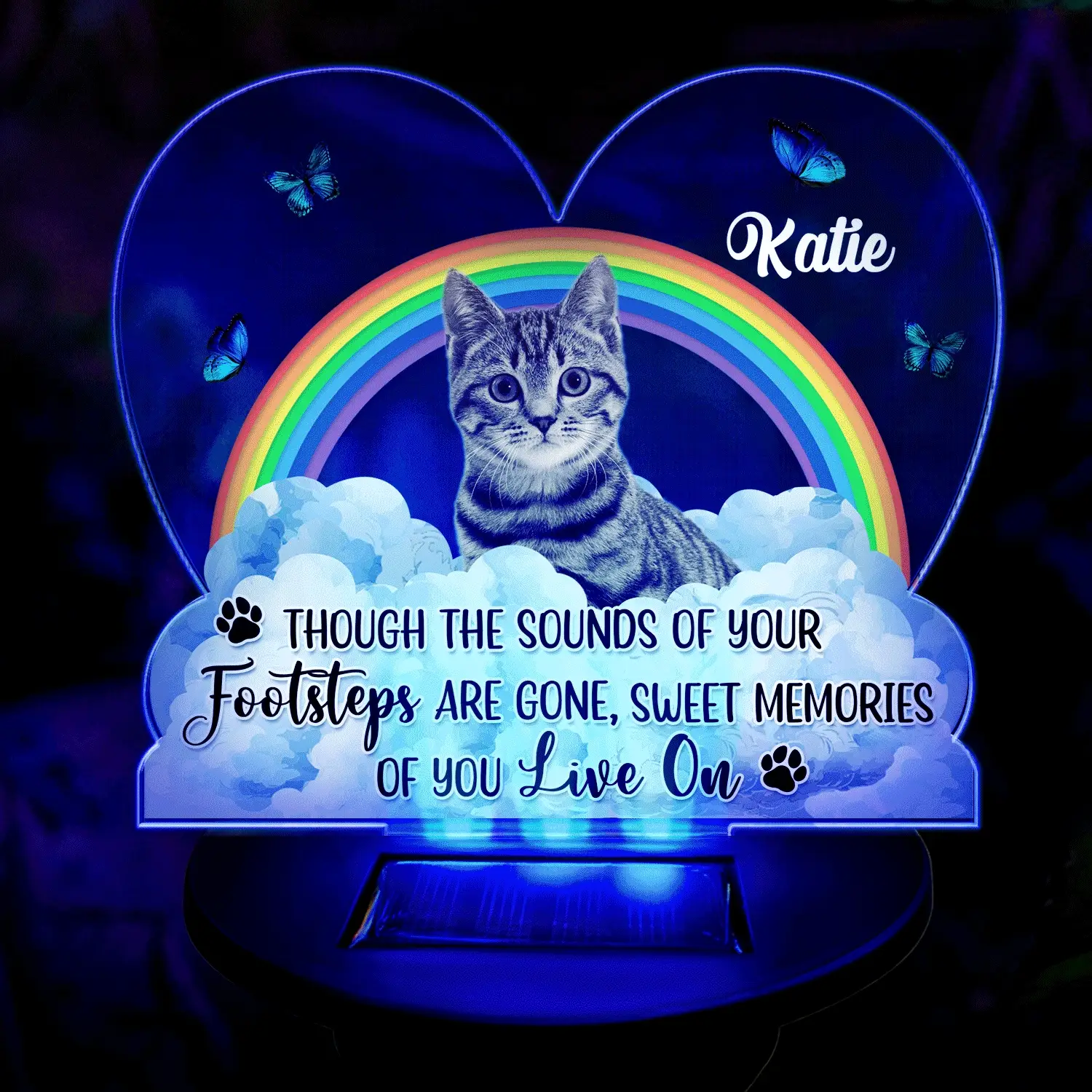 Custom Photo You Left Paw Prints On Our Hearts - Memorial Gift For Dog Lovers, Cat Lovers, Pet Lovers - Personalized Solar Light - Image 3