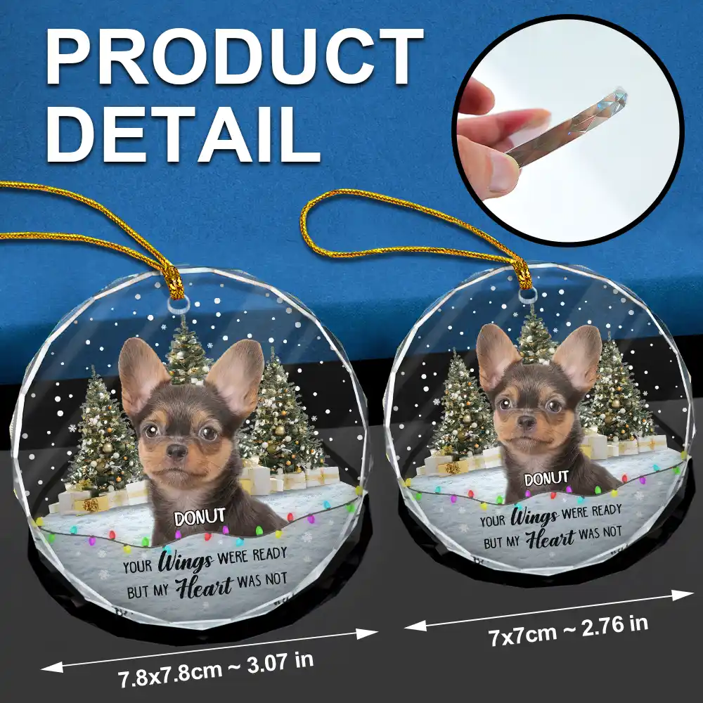 Custom Photo You Left Paw Prints Pet Memorial - Personalized Circle Glass Ornament - Image 7