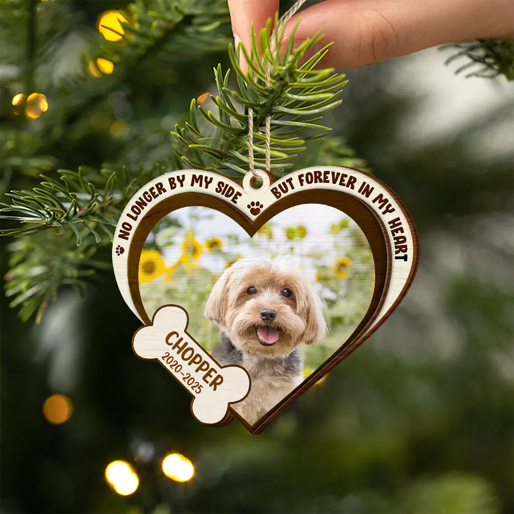 Custom Photo You Live Forever In My Heart - Personalized 2-Layered Wooden Ornament - Image 2