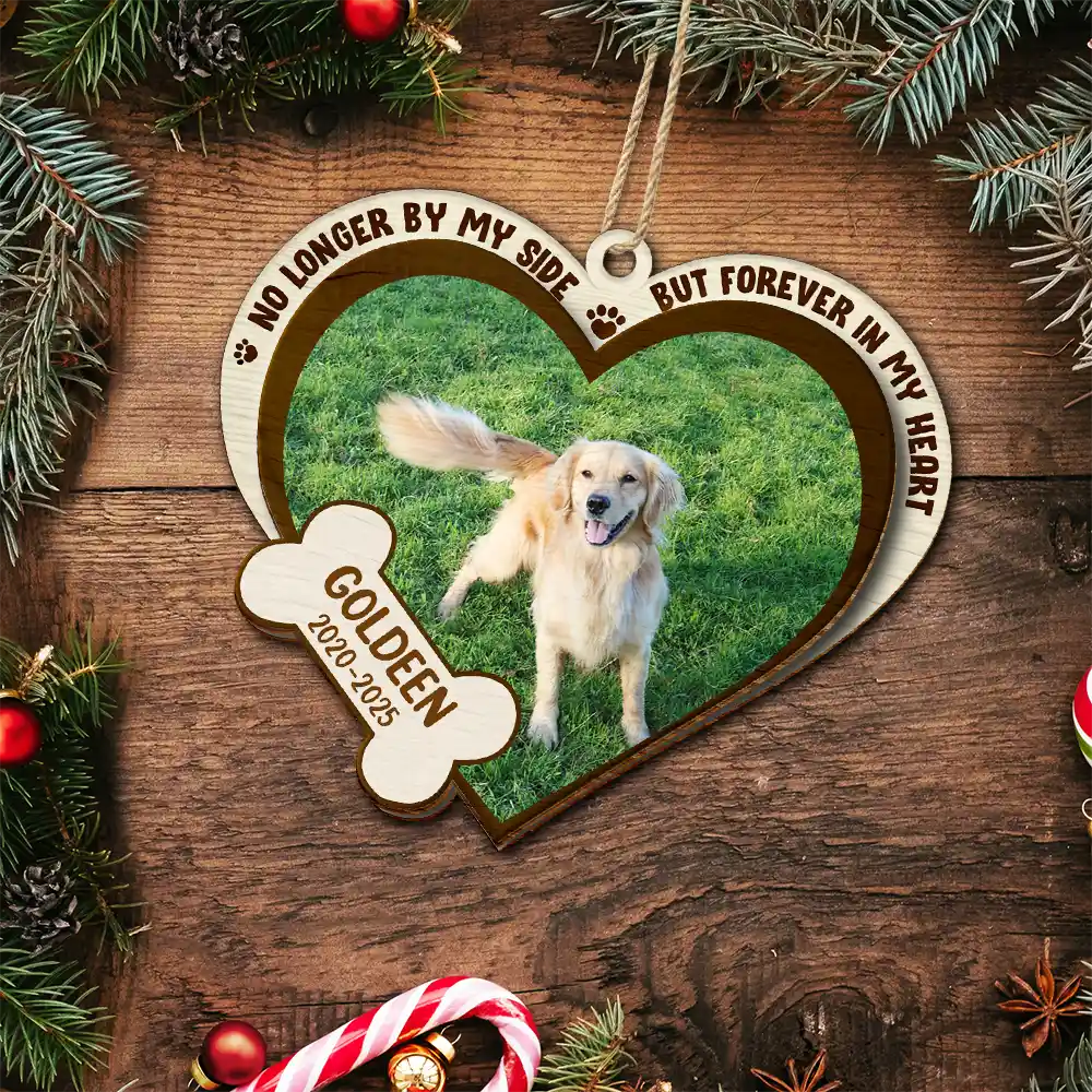 Custom Photo You Live Forever In My Heart - Personalized 2-Layered Wooden Ornament - Image 4
