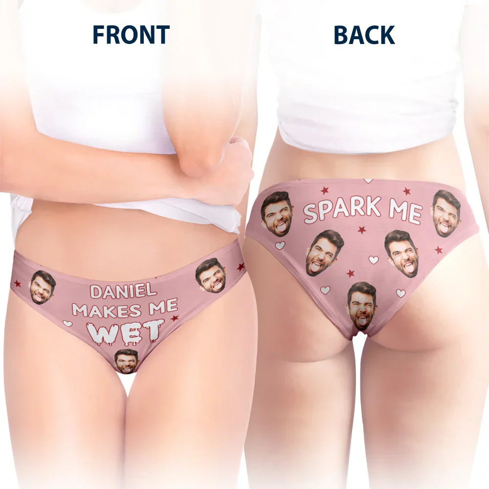 Custom Photo You Makes Me Wet - Personalized Women's Low-waisted Brief - Image 4