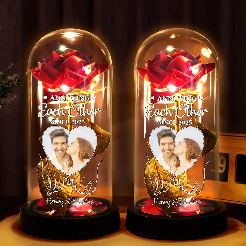 Custom Photo You & Me We Got This - Personalized Everlasting Rose Dome Lamp - Image 2