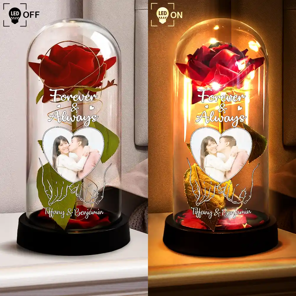 Custom Photo You & Me We Got This - Personalized Everlasting Rose Dome Lamp - Image 4