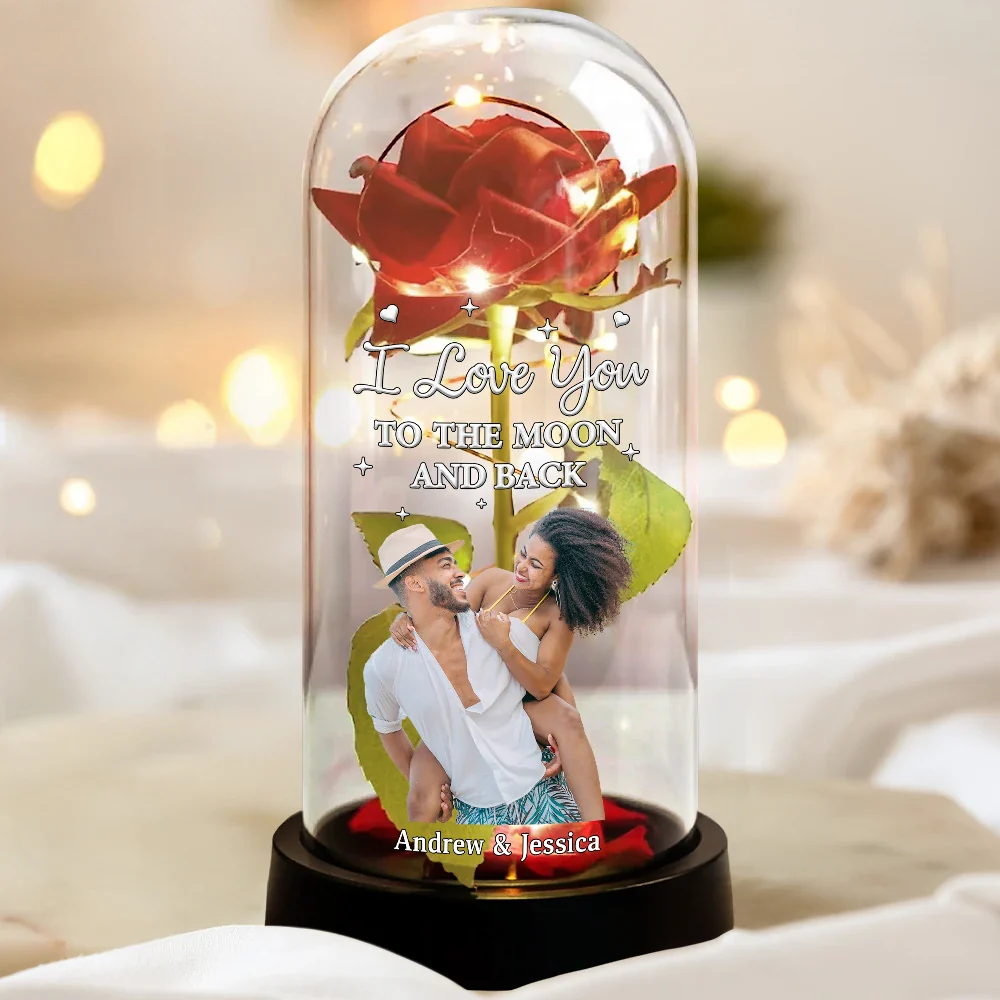 Custom Photo You & Me We Got This Romantic - Personalized Everlasting Rose Dome Lamp - Image 4